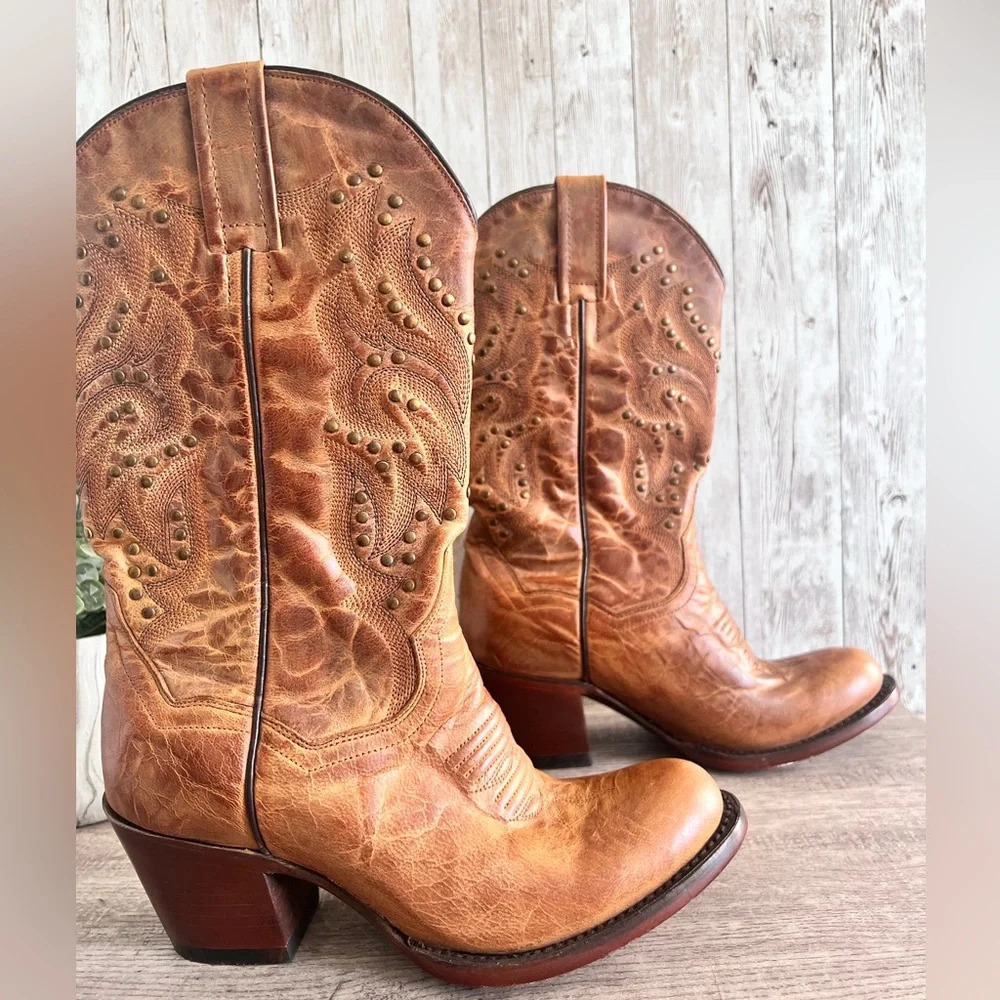 Dan Post Cowboy Cowgirl Leather Boots Size 6